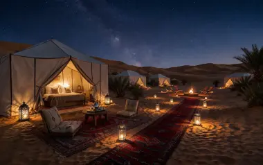 Desert bivouac camp at Erg Chegaga